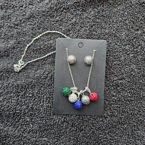 Silver Necklace and Earring Set